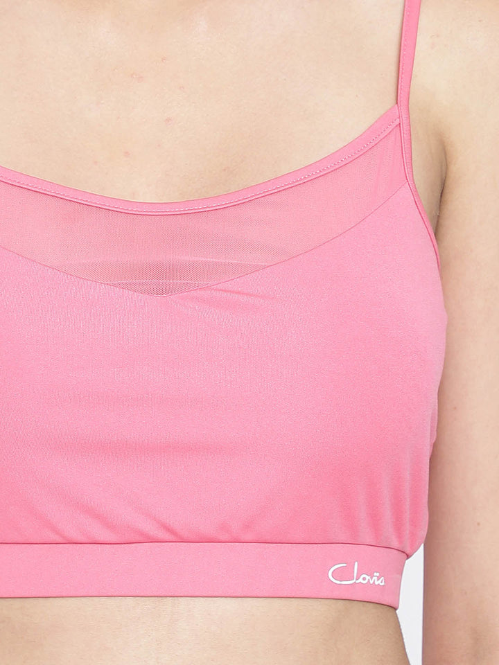 Active Crop Top In Pink With Removable Pads
