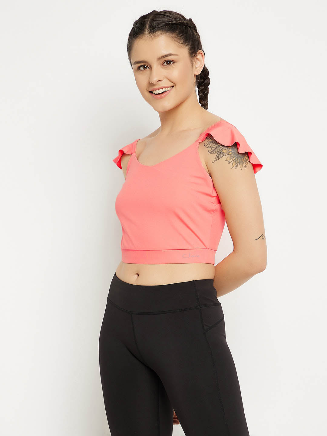 Soft Pink Active Crop Top With Removable Pads