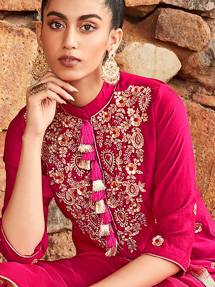Pink Zardozi Sharara Set & Kiran Patti Dupatta