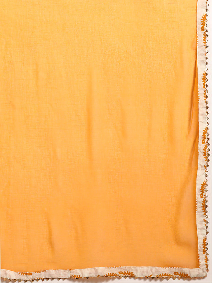 Amber Yellow Cotton Paisley Print Kurta Set