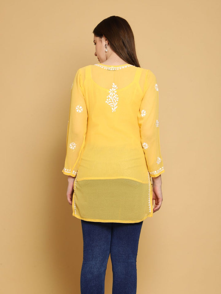 Amber-Yellow-Poly-Georgette-Tunic-Kurti-&-Slip