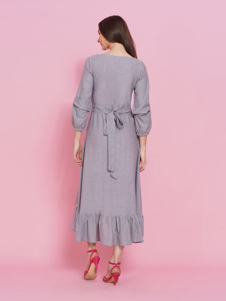 Assymetrical Dress With Pinched Sleeves
