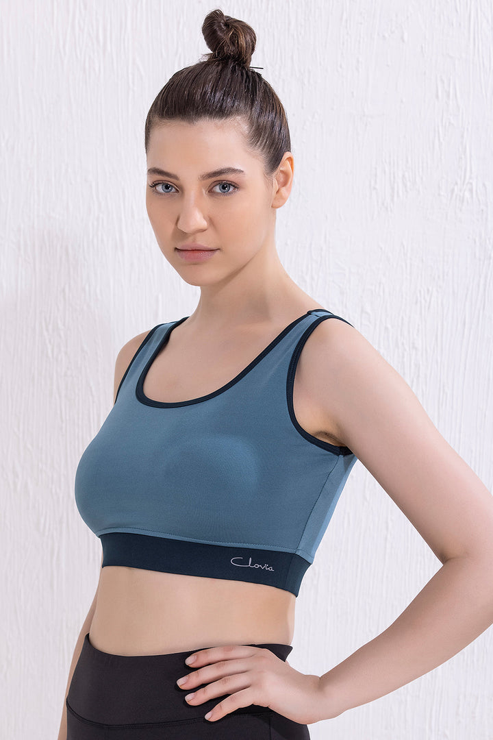 Baby Blue Medium Padded Sports Bra with Removable Cups