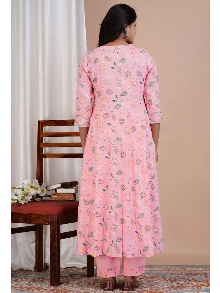 Baby Pink Rayon Kurta Set & Chiffon Dupatta