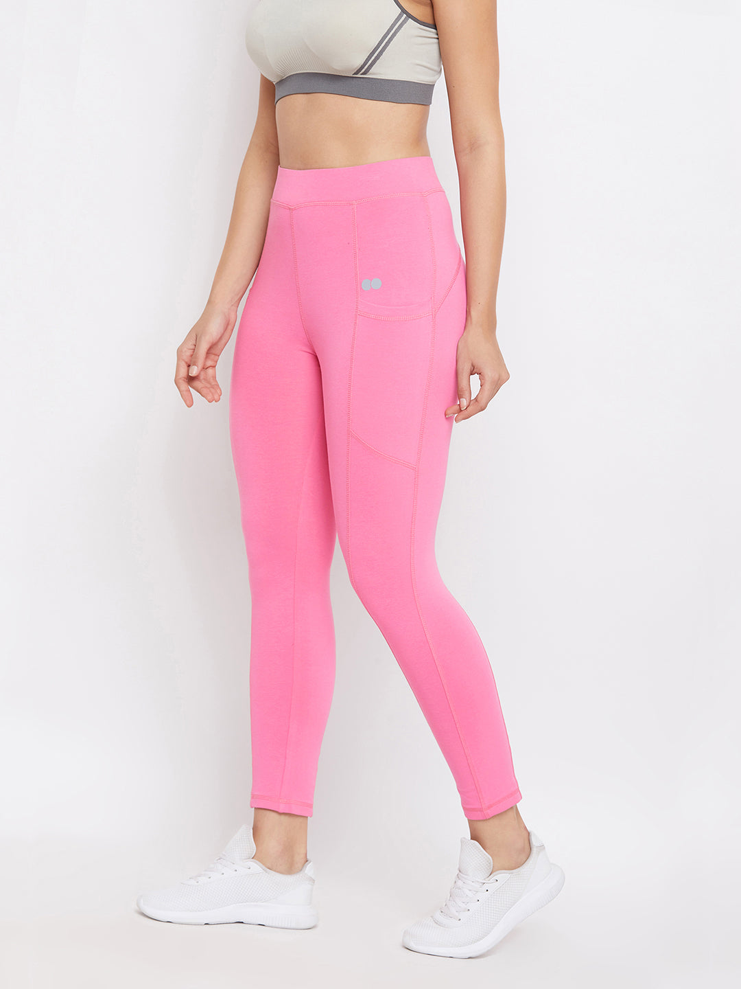Baby Pink Snug Fit Active Ankle-Length Tights