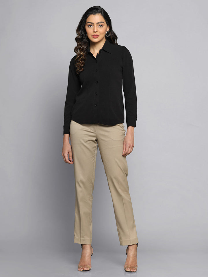 Bamboo Beige Cotton Regular Pants