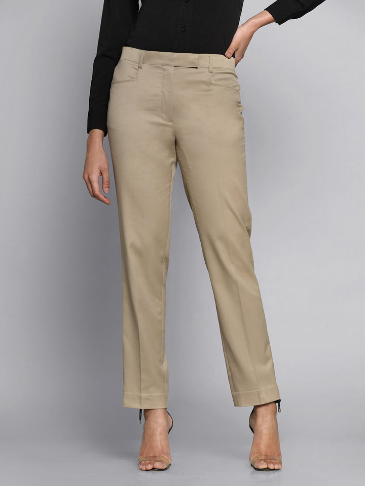 Bamboo Beige Cotton Regular Pants