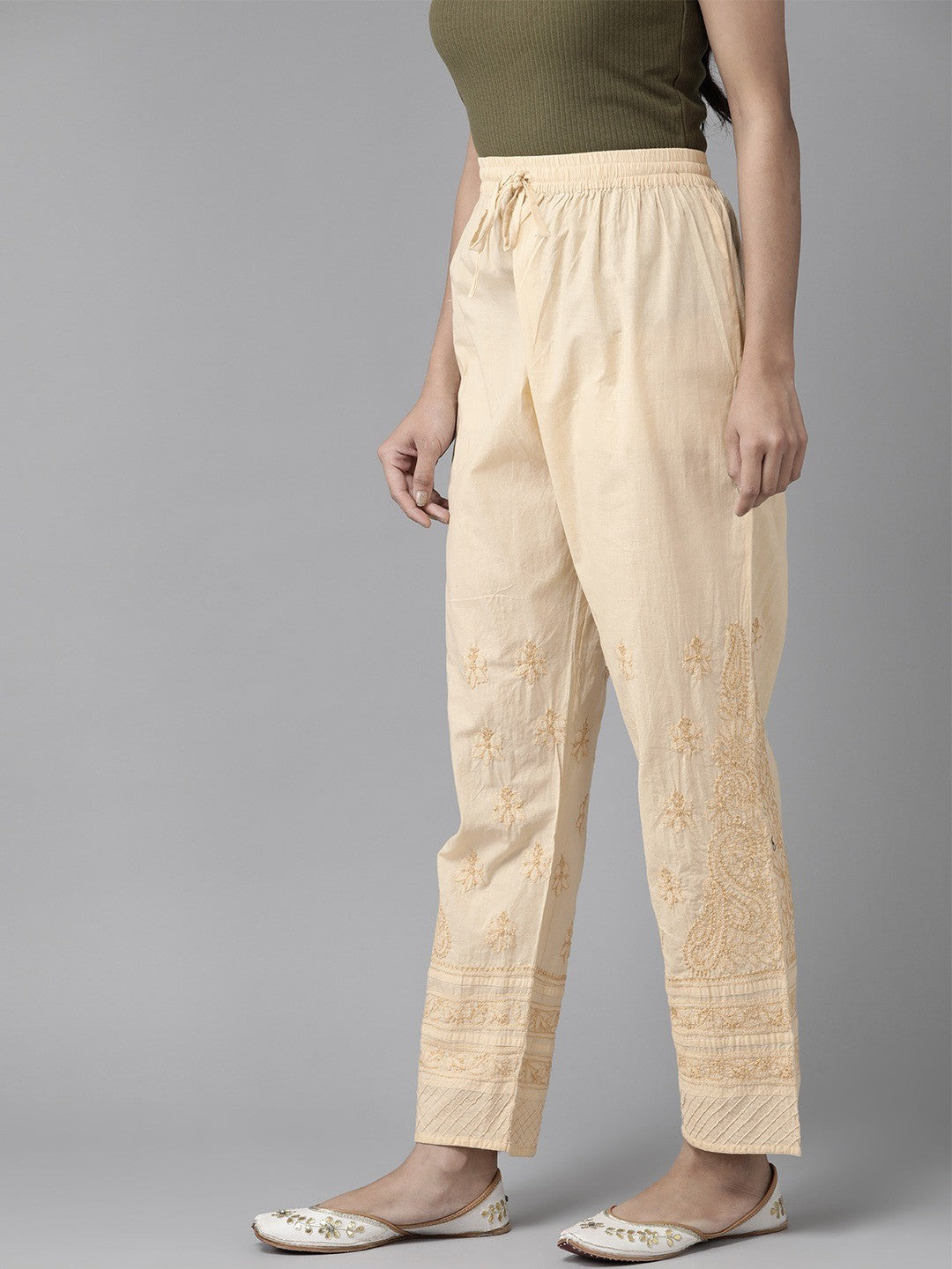 Beige-Cotton-Chikankari-Sustainable-Trousers