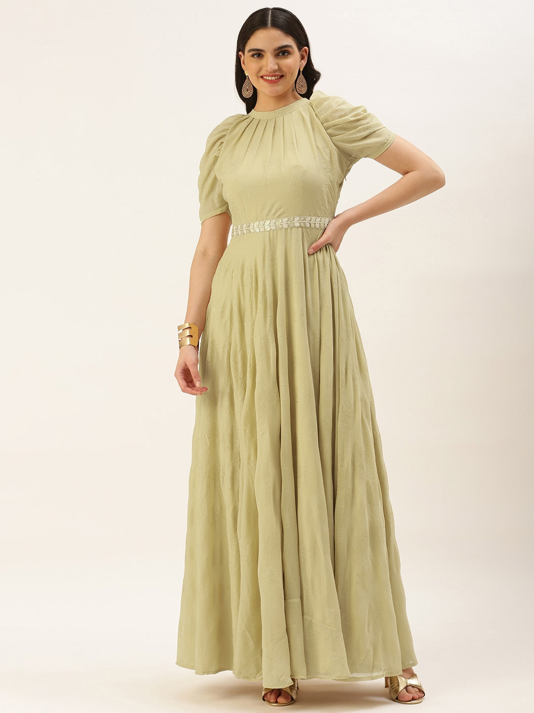 Beige-Georgette-Foil-Printed-Gown
