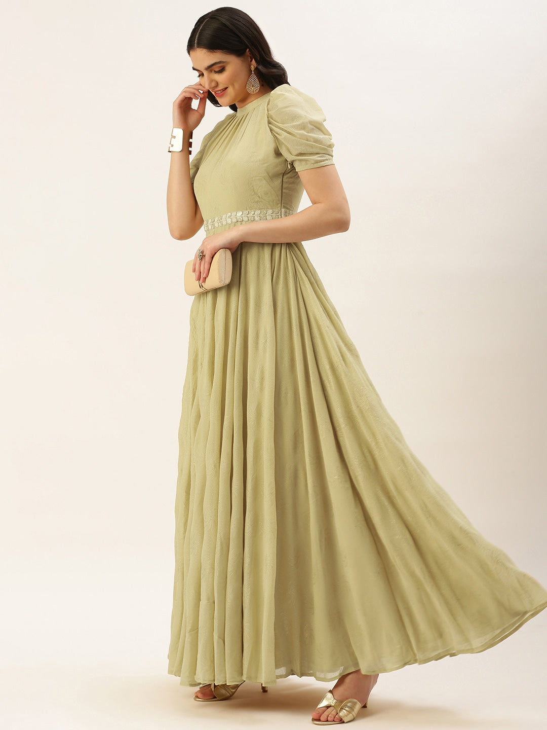 Beige-Georgette-Foil-Printed-Gown