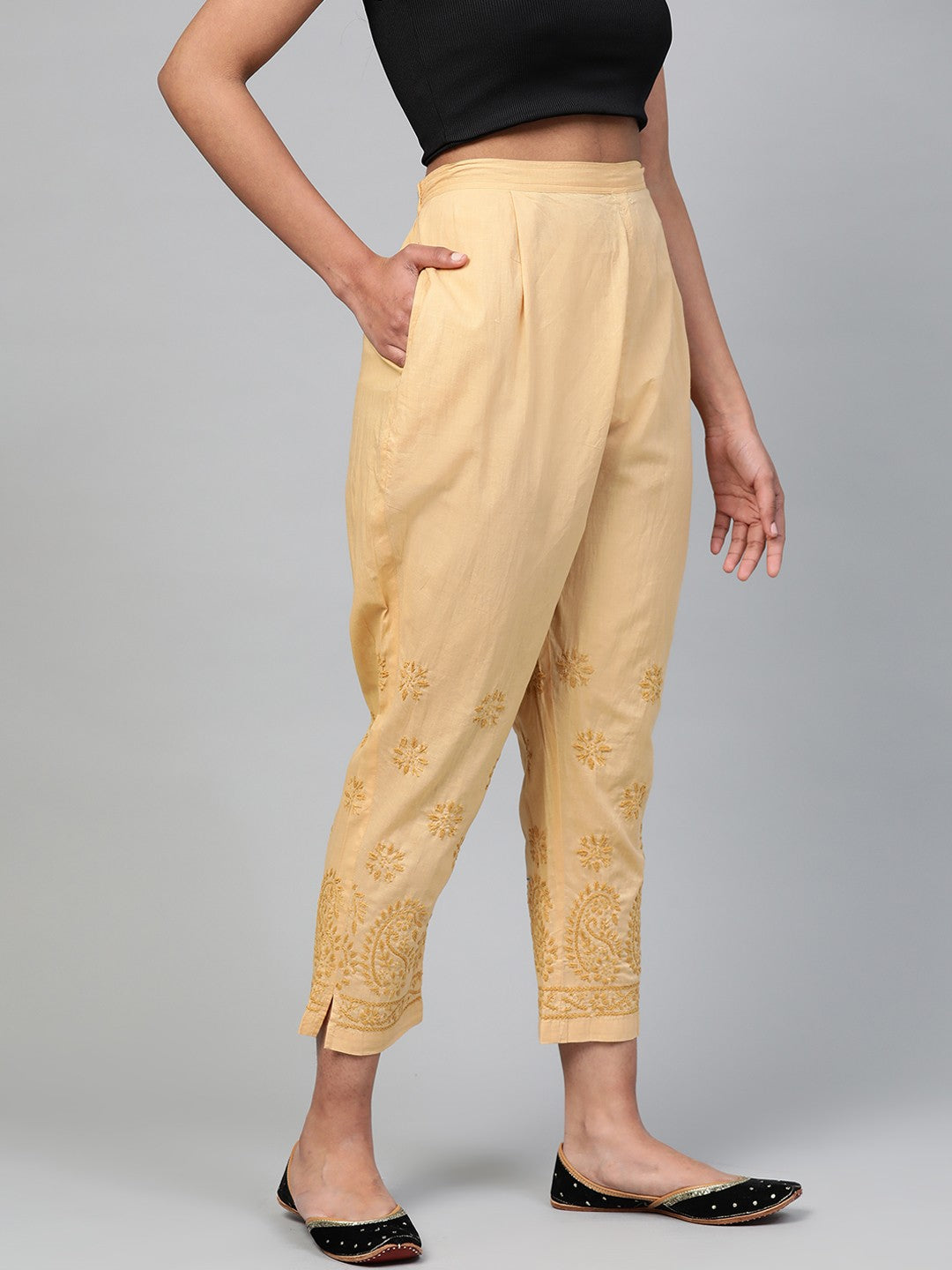 Beige-Lucknow-Chikankari-Sustainable-Trousers