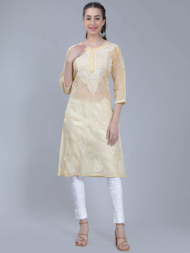 Beige-Terivoile-Cotton-Chikankari-Kurta