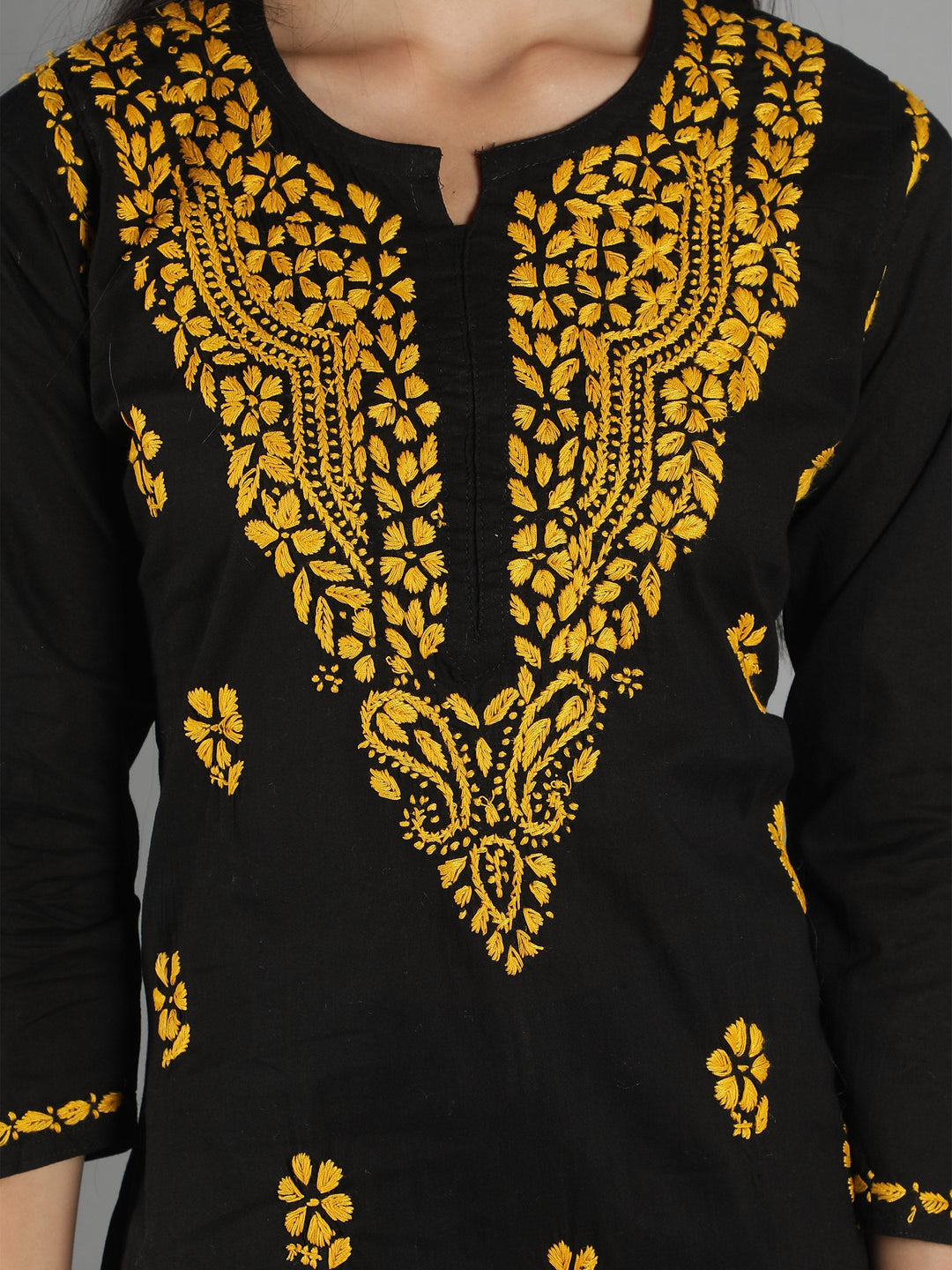 Black-Chikan-Kurta-in-Mustard-Embroidery