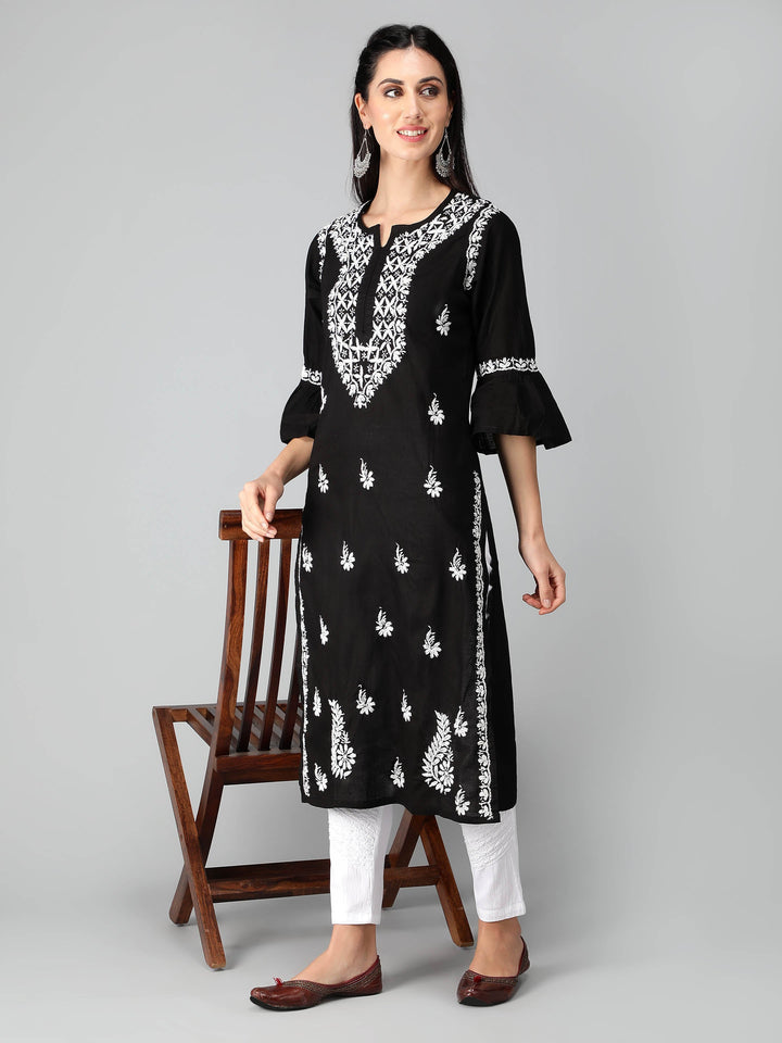Black-Cotton-Chikan-Kurta-in-White-Threadwork