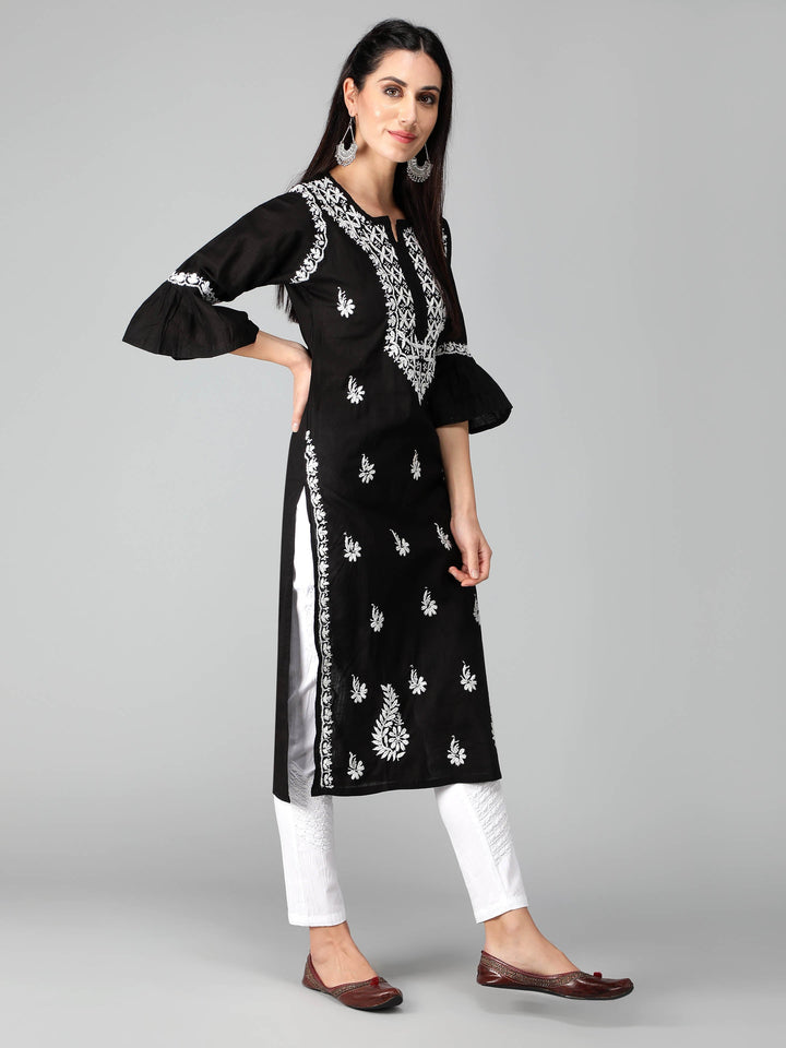 Black-Cotton-Chikan-Kurta-in-White-Threadwork