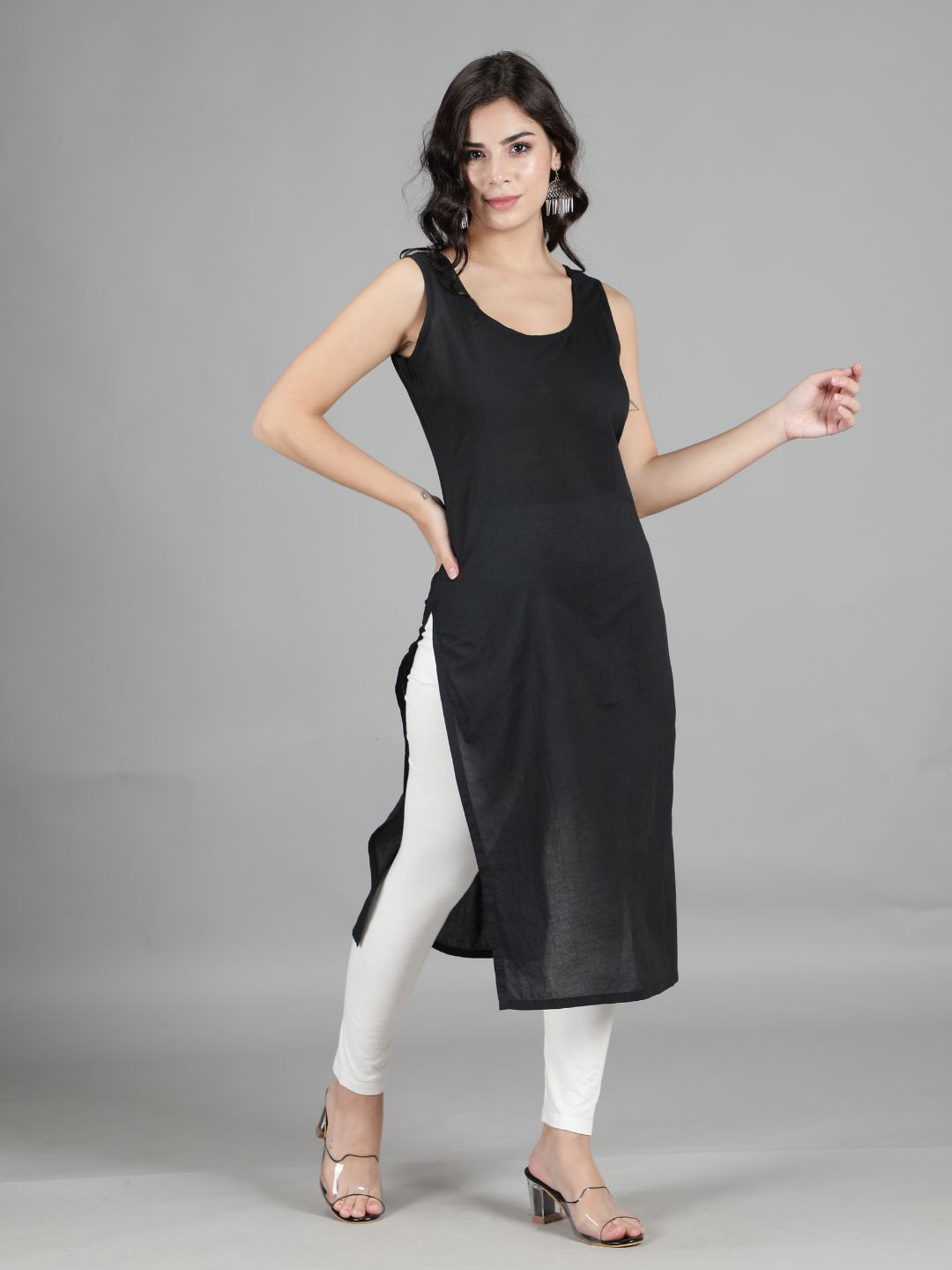 Black Cotton Silk Sleeveless Halter Neck Kurti With Black Printed Cotton  Silk Pants Kurti Set-Black | Kurta designs women, Kurti designs party wear,  Silk kurti designs