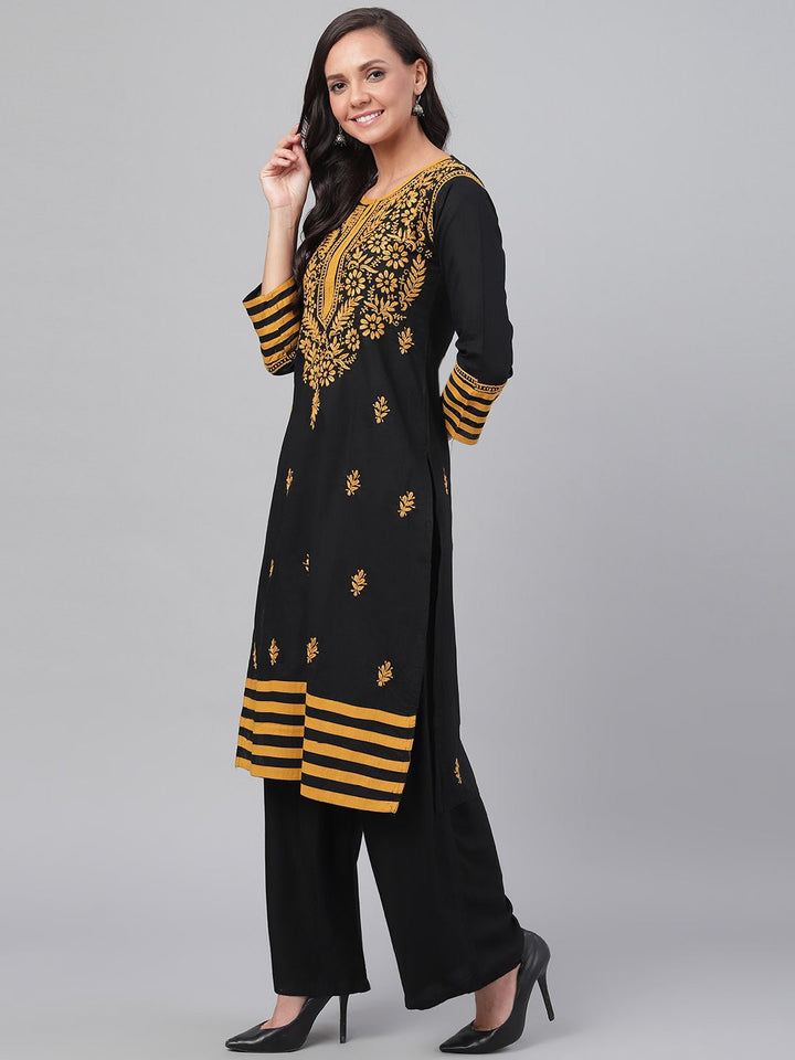 Black-Cotton-Lucknowi-Chikan-Kurta-Only