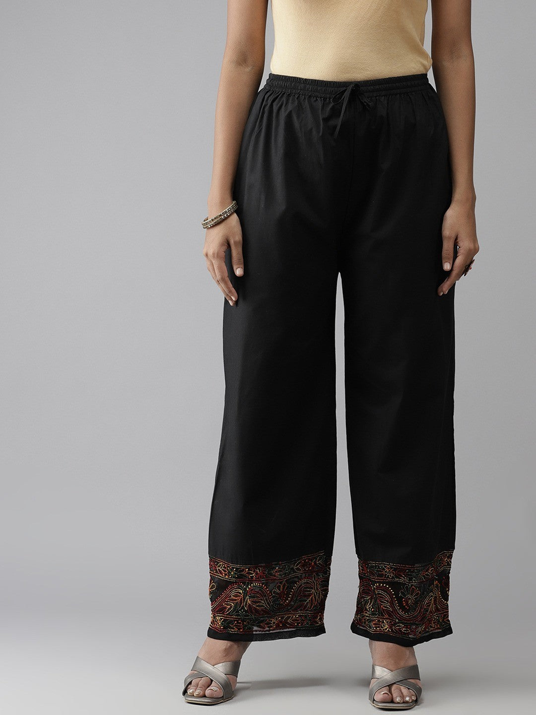 Black-Cotton-Straight-Fit-Palazzos