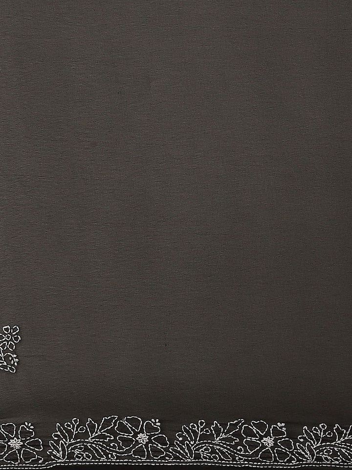 Black-Embroidered-Chikan-Saree-With-Blouse