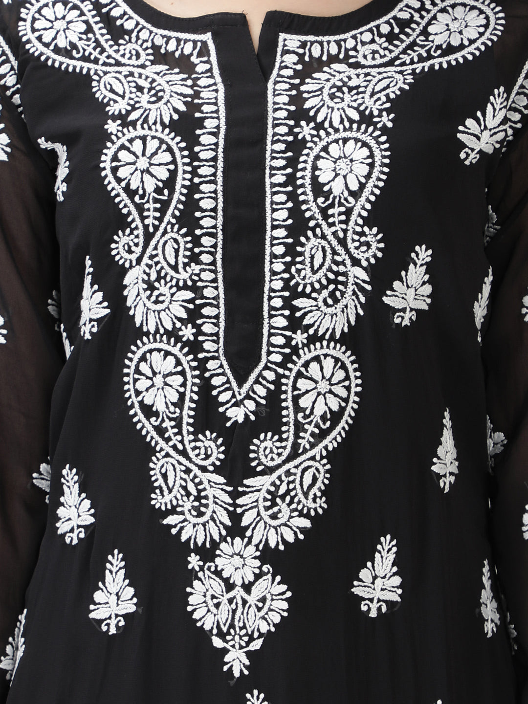 Black Georgette Chikankari 2-Piece Kurta Set