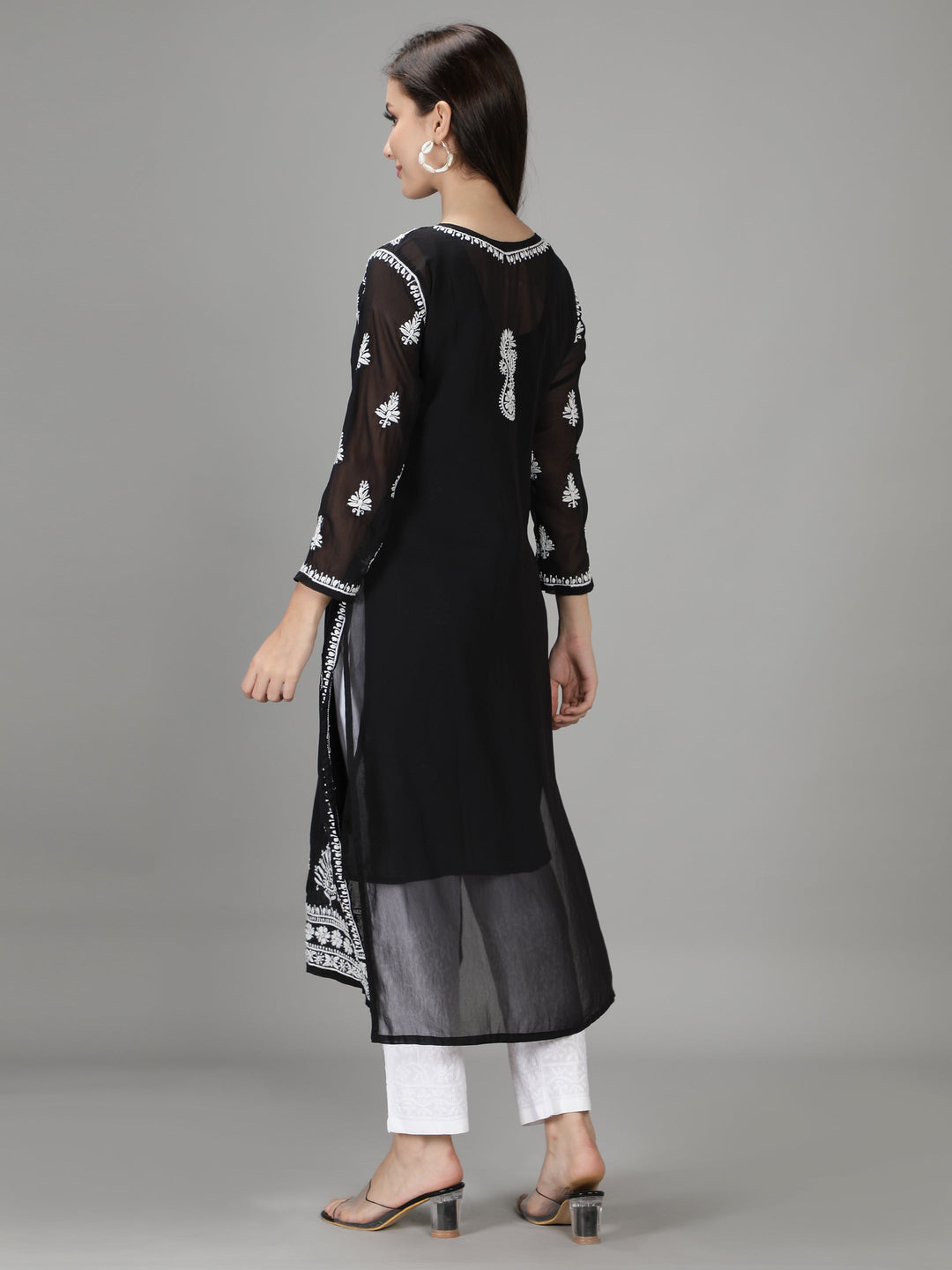 Black Georgette Chikankari 2-Piece Kurta Set
