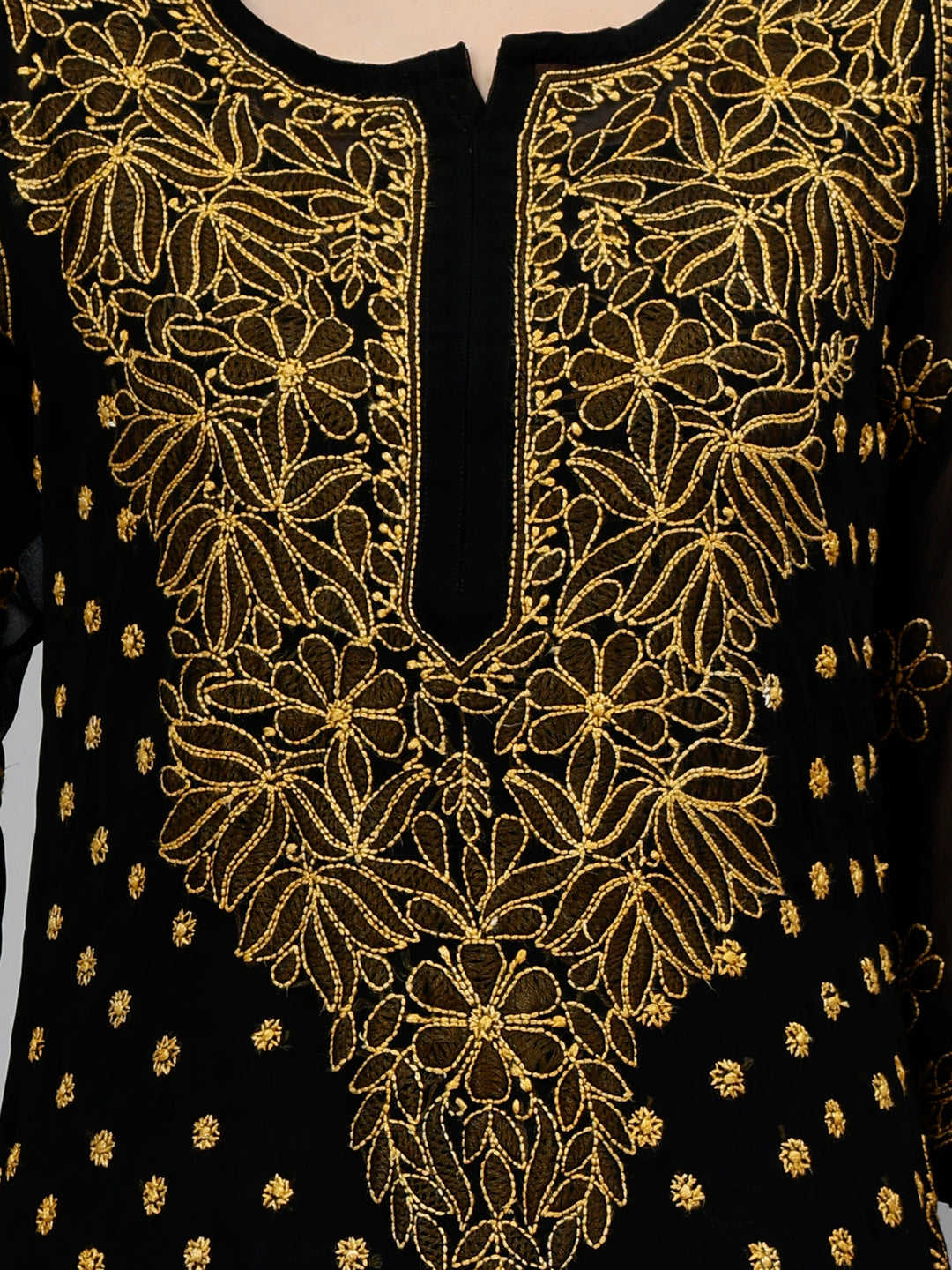 Black-Georgette-Hand-Embroidered-Chikankari-Kurti-with-Slip