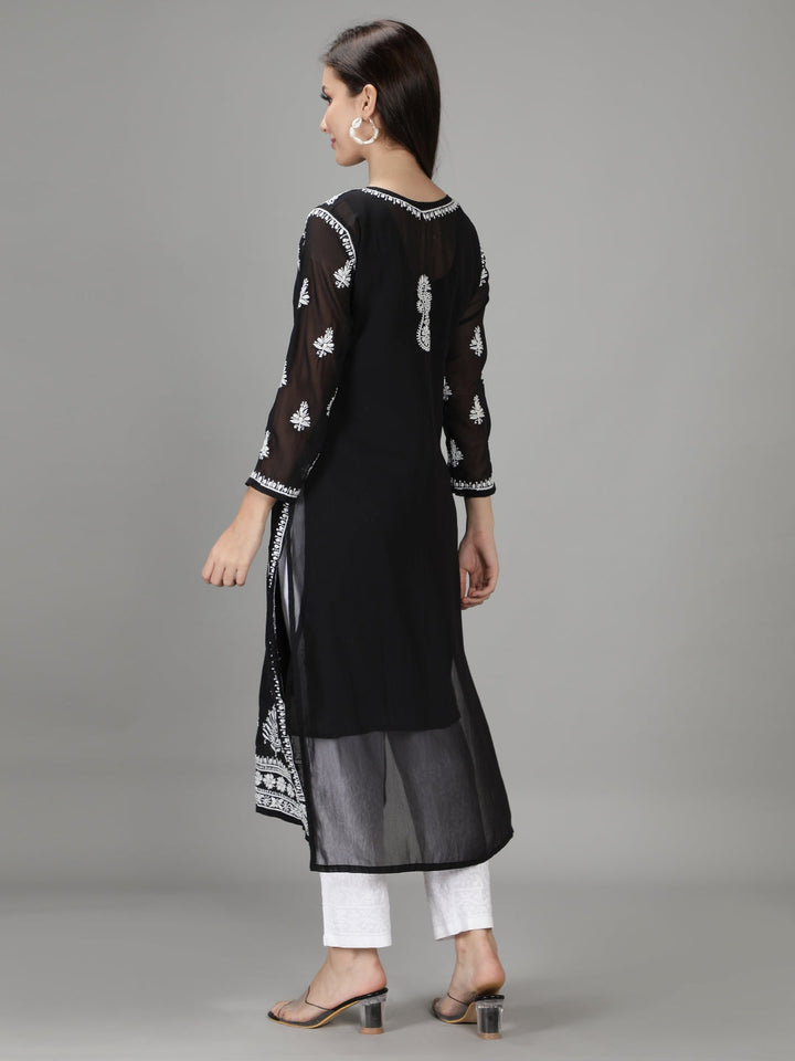 Black-Georgette-Lucknowi-Chikankari-Kurta-Set