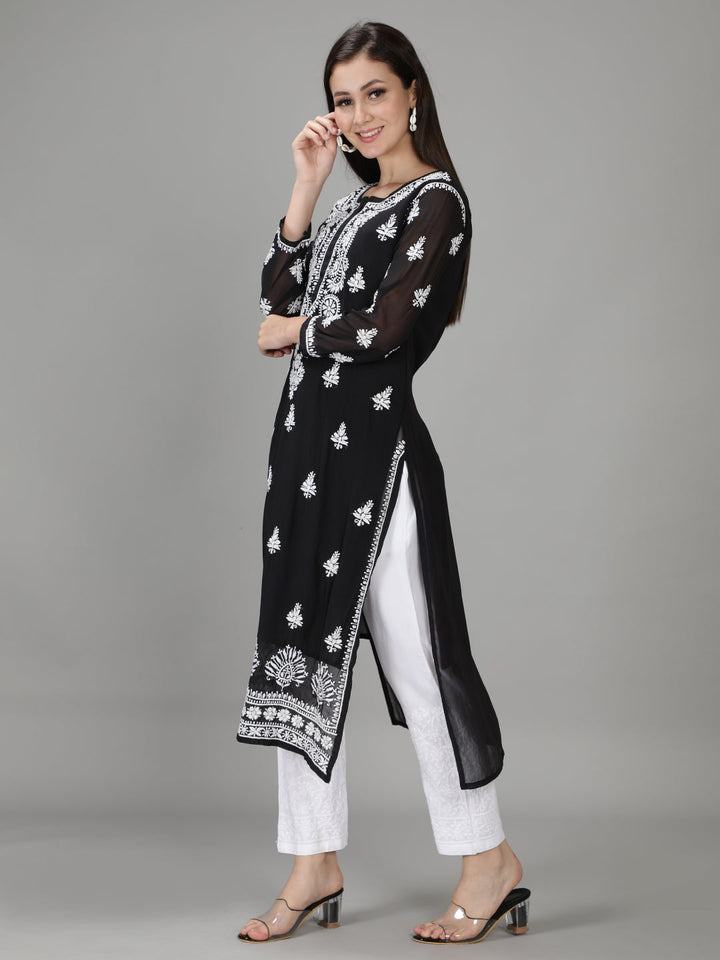 Black-Georgette-Lucknowi-Chikankari-Kurta-Set