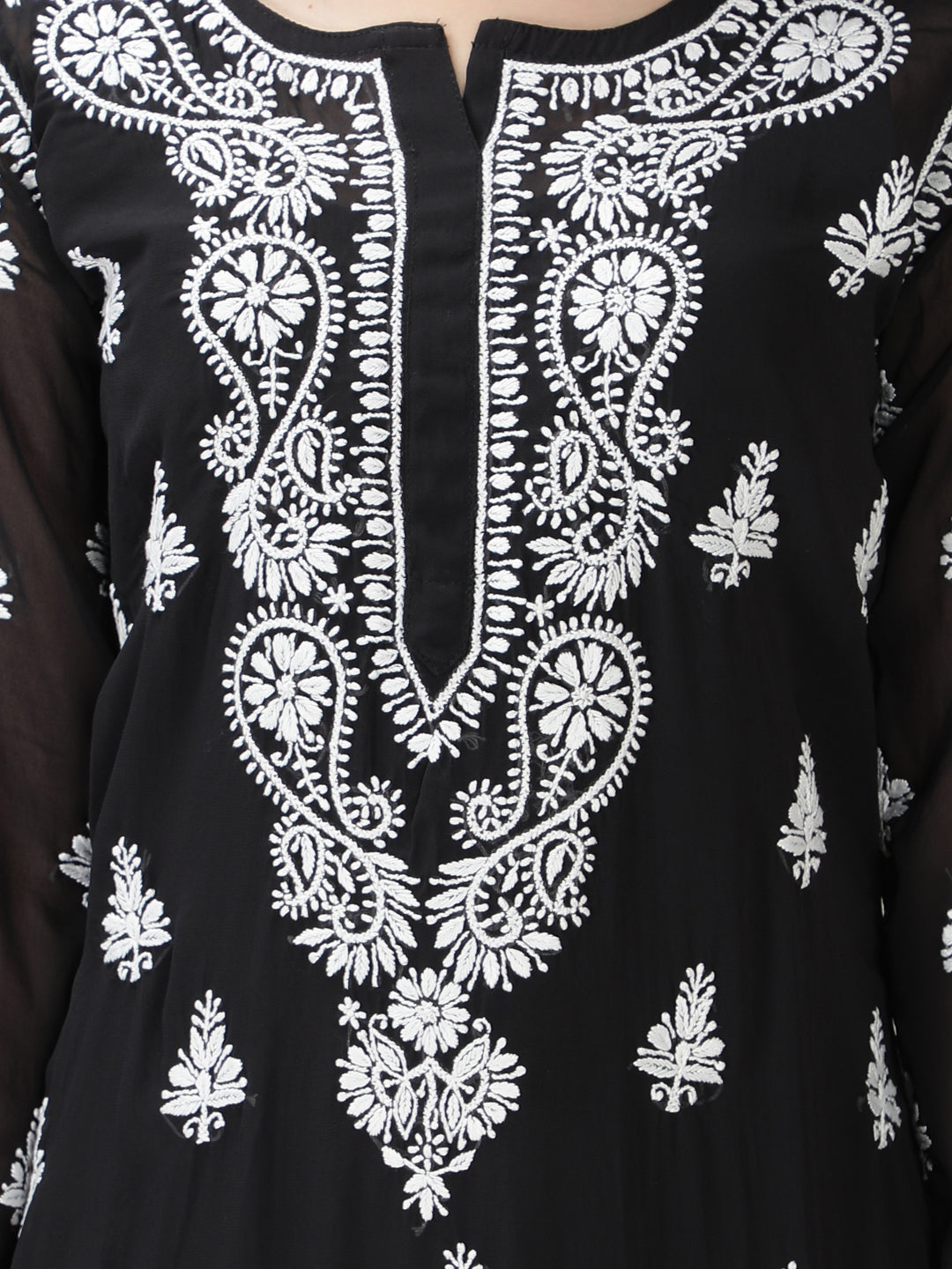 Black-Georgette-Lucknowi-Chikankari-Kurta-Set