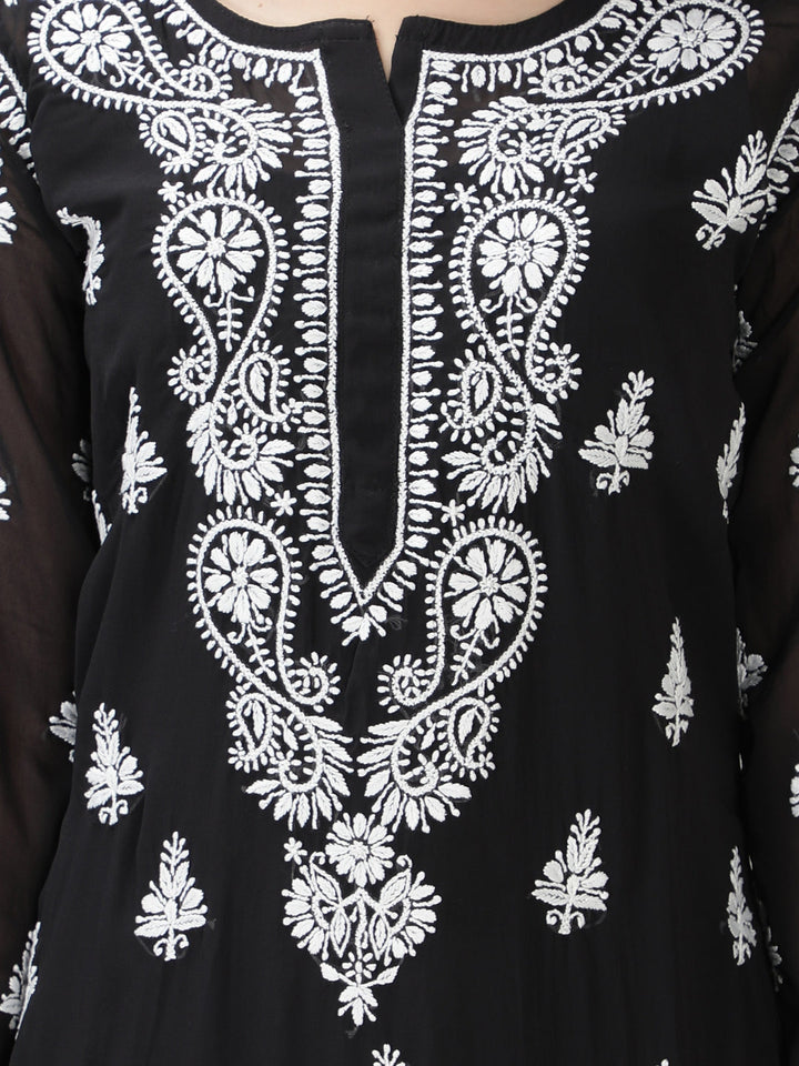 Black-Georgette-Lucknowi-Chikankari-Kurta-Set