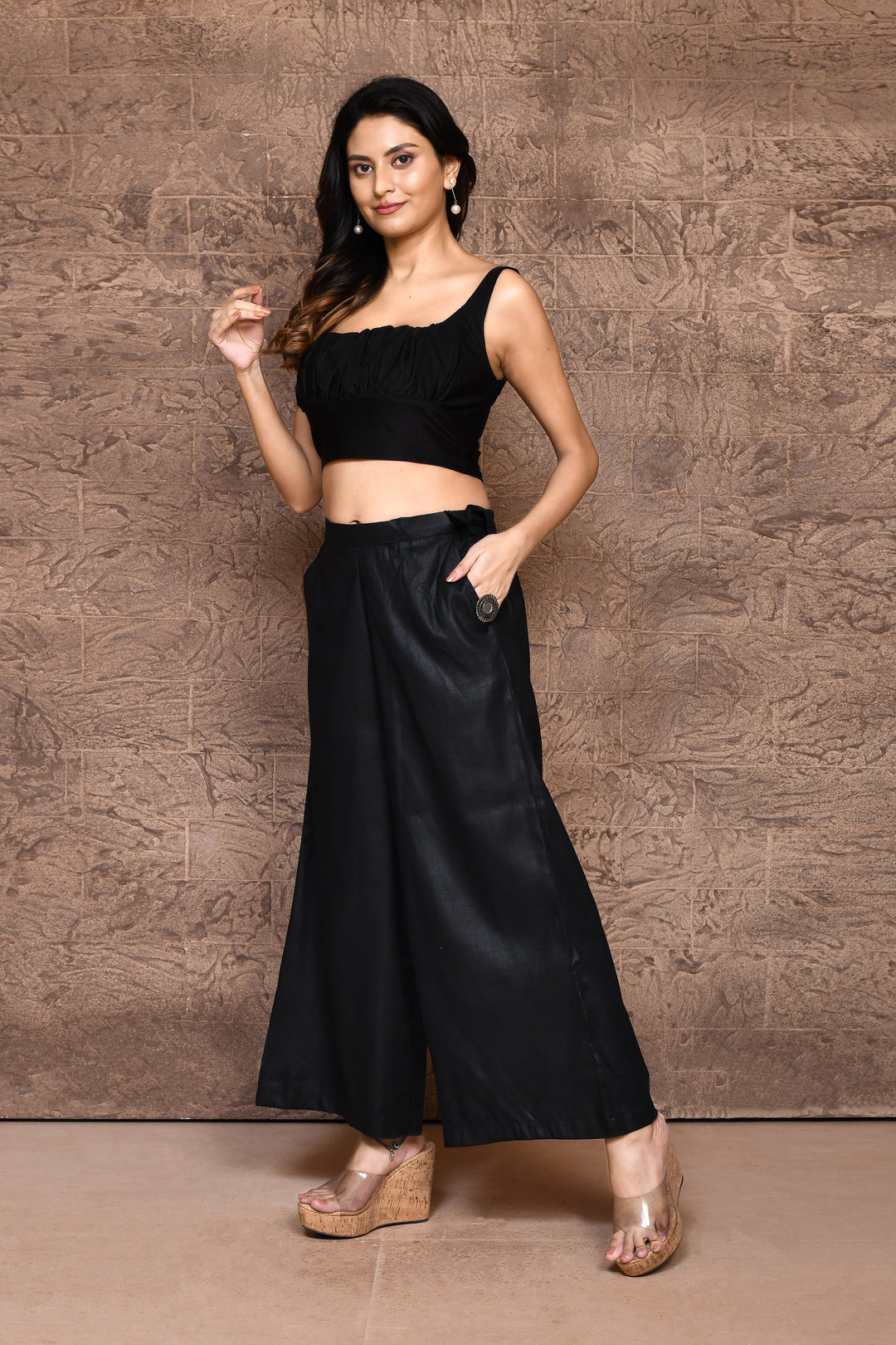 ZERESOUQ-Black-Light-Weight-Cotton-Slub-Palazzo-Pants