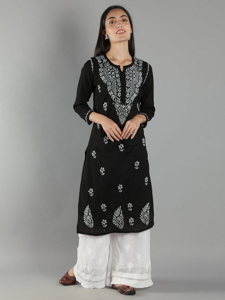 Black-Lucknowi-Chikankari-Cotton-Kurta