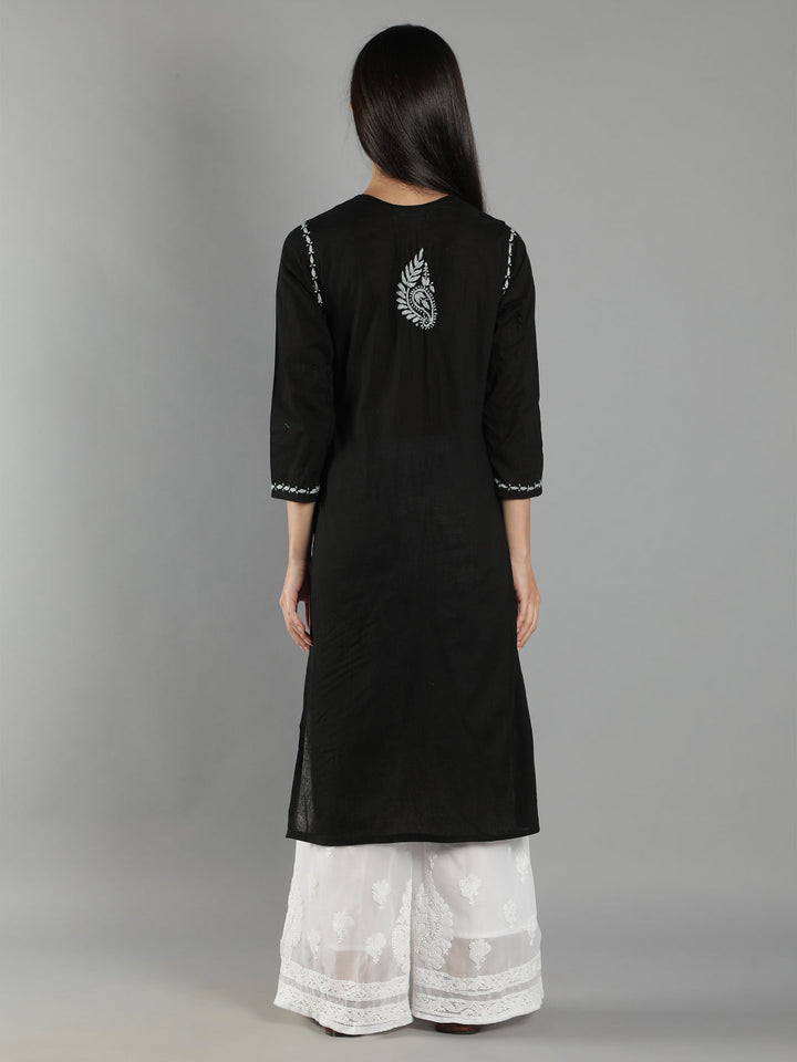 Black-Lucknowi-Chikankari-Cotton-Kurta