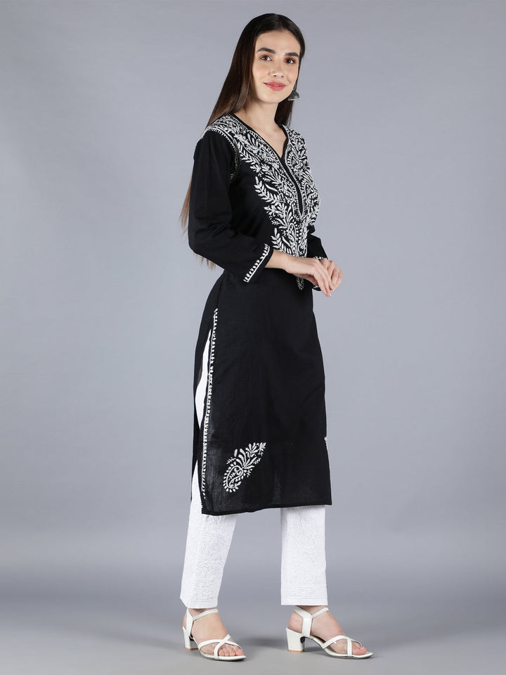 Black-Lucknowi-Chikankari-Straight-Kurta-Set