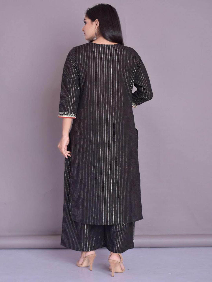 Black Lurexcotton Kurta And Palazzo Set