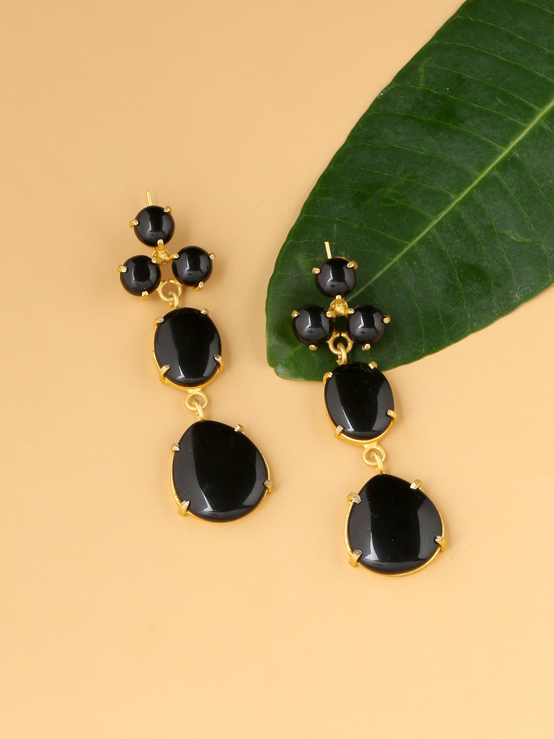 Black Matte Stone Setted Earrings