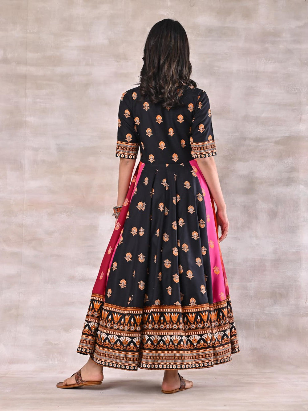 Black-Multicoloured-Kalidaar-Dress