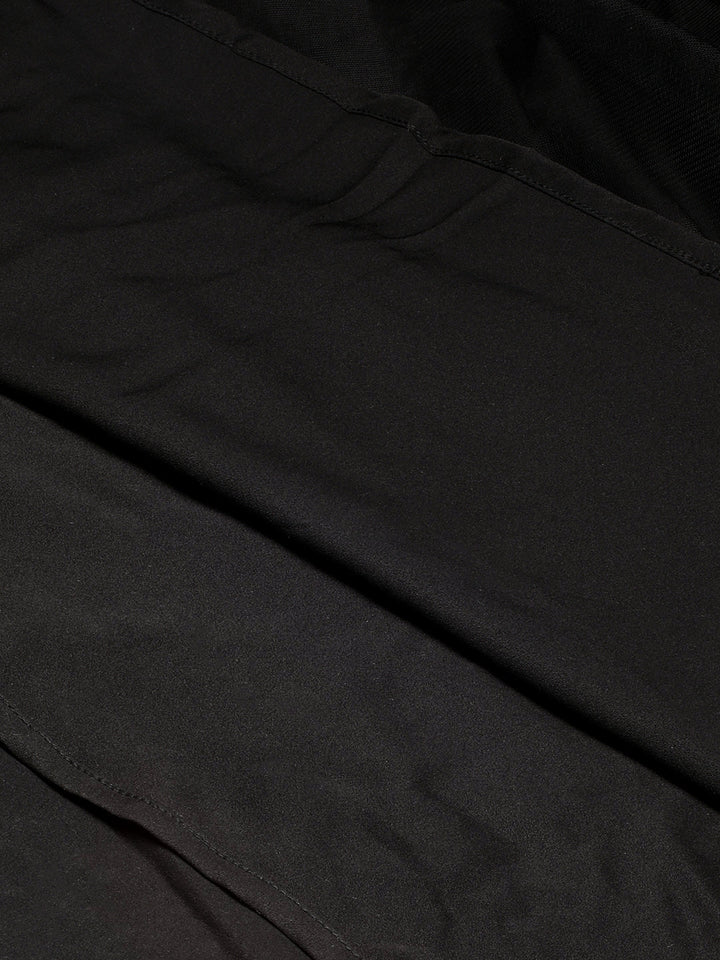Black Net Embroidered Halter Neck Dresses