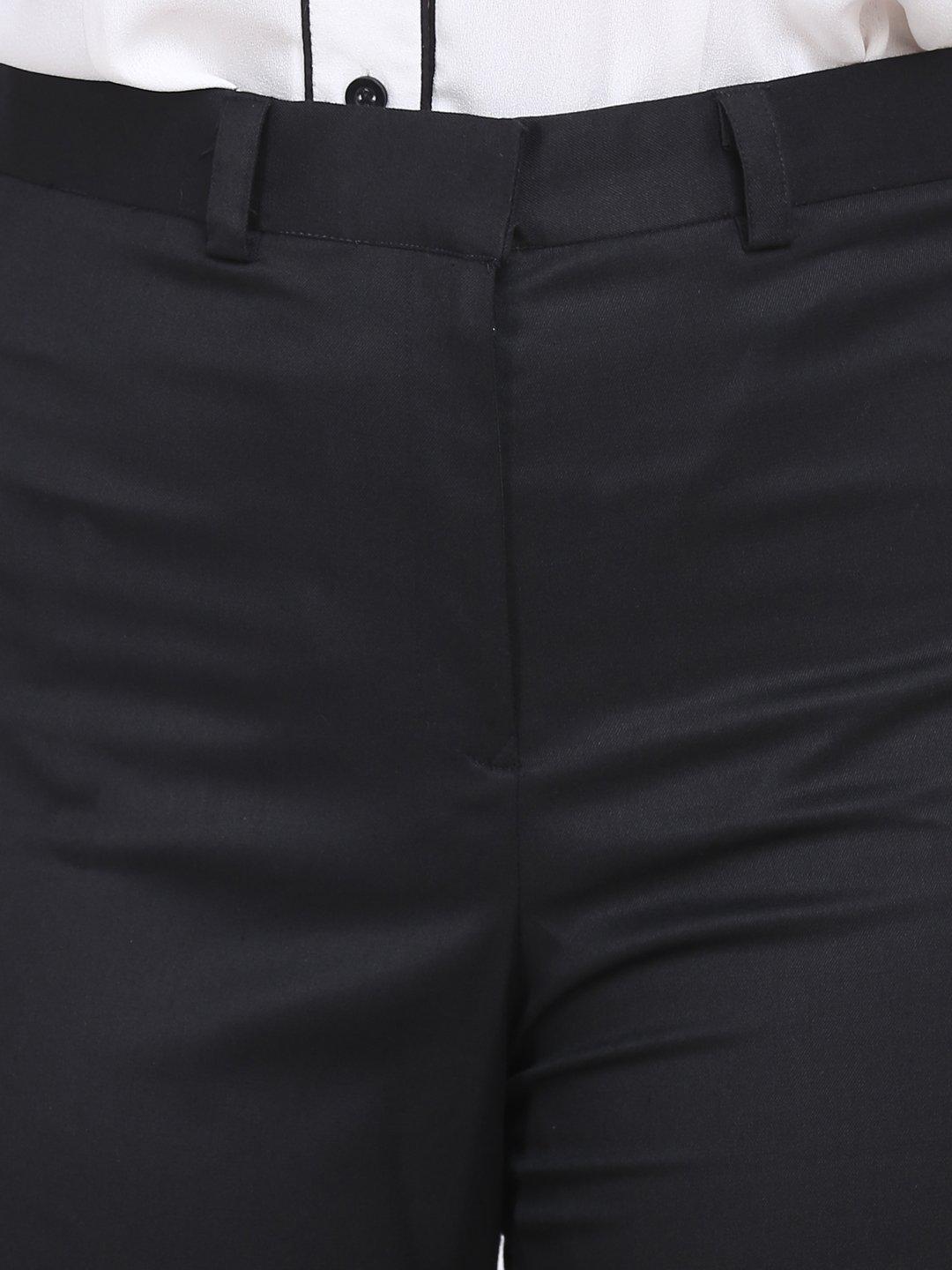 Black Poly Cotton Formal Trousers