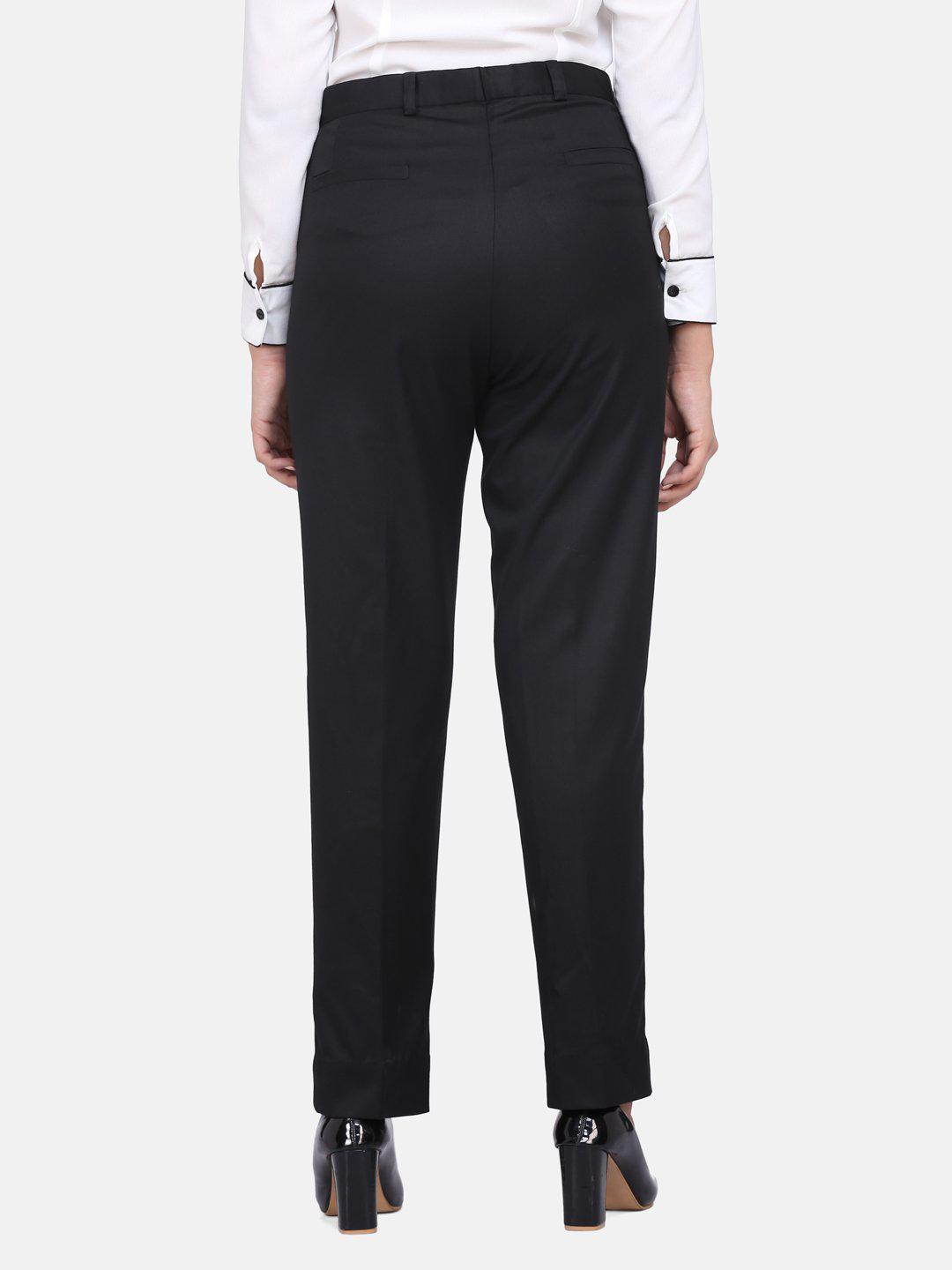 Black Poly Cotton Formal Trousers