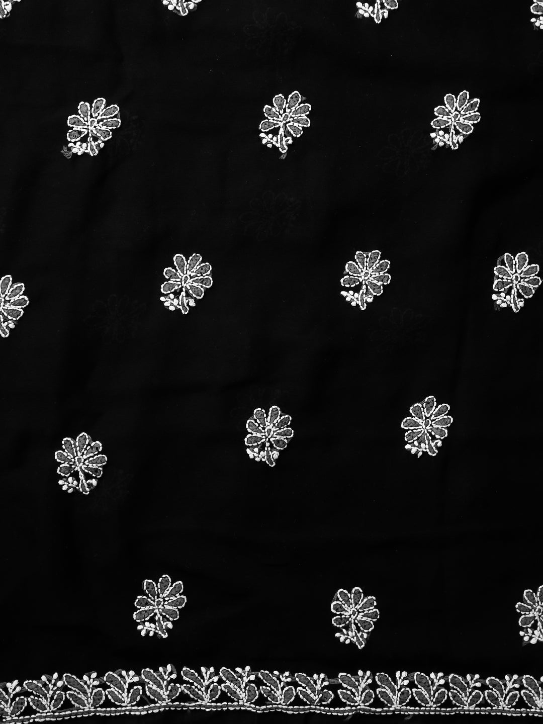 Black Chikankari Unstitched Dress Material