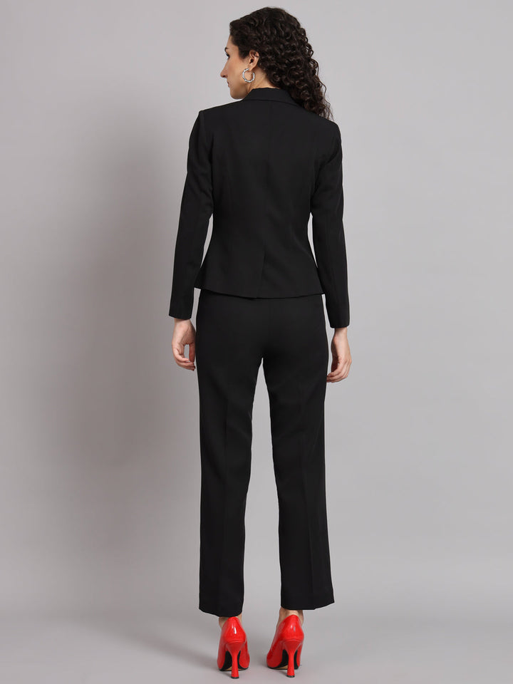 Black Polyester Short Blazer With Trouser