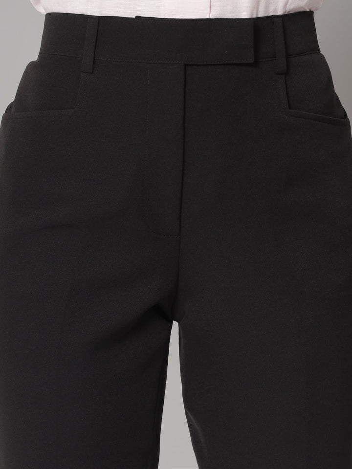 Black Polyester Stretch Pants