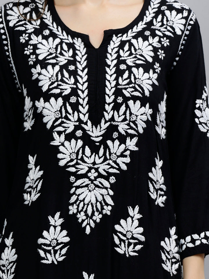 Black-Rayon-Hand-Embroidered-Chikankari-Kurti