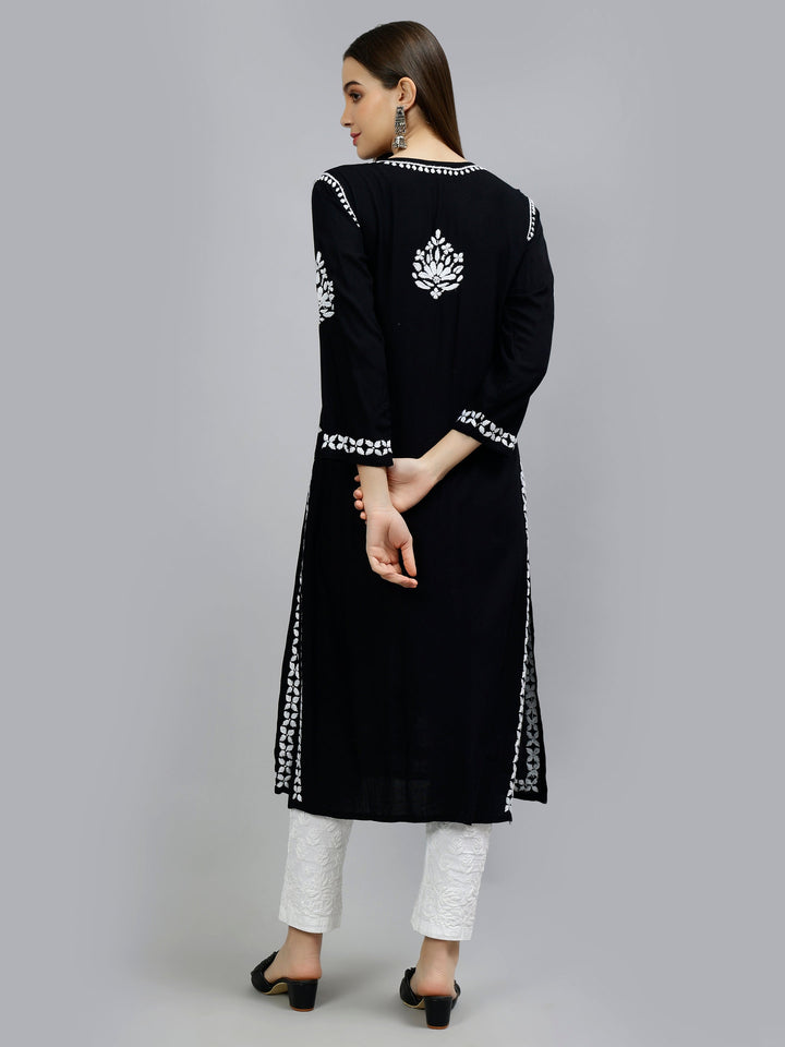 Black-Rayon-Hand-Embroidered-Chikankari-Kurti