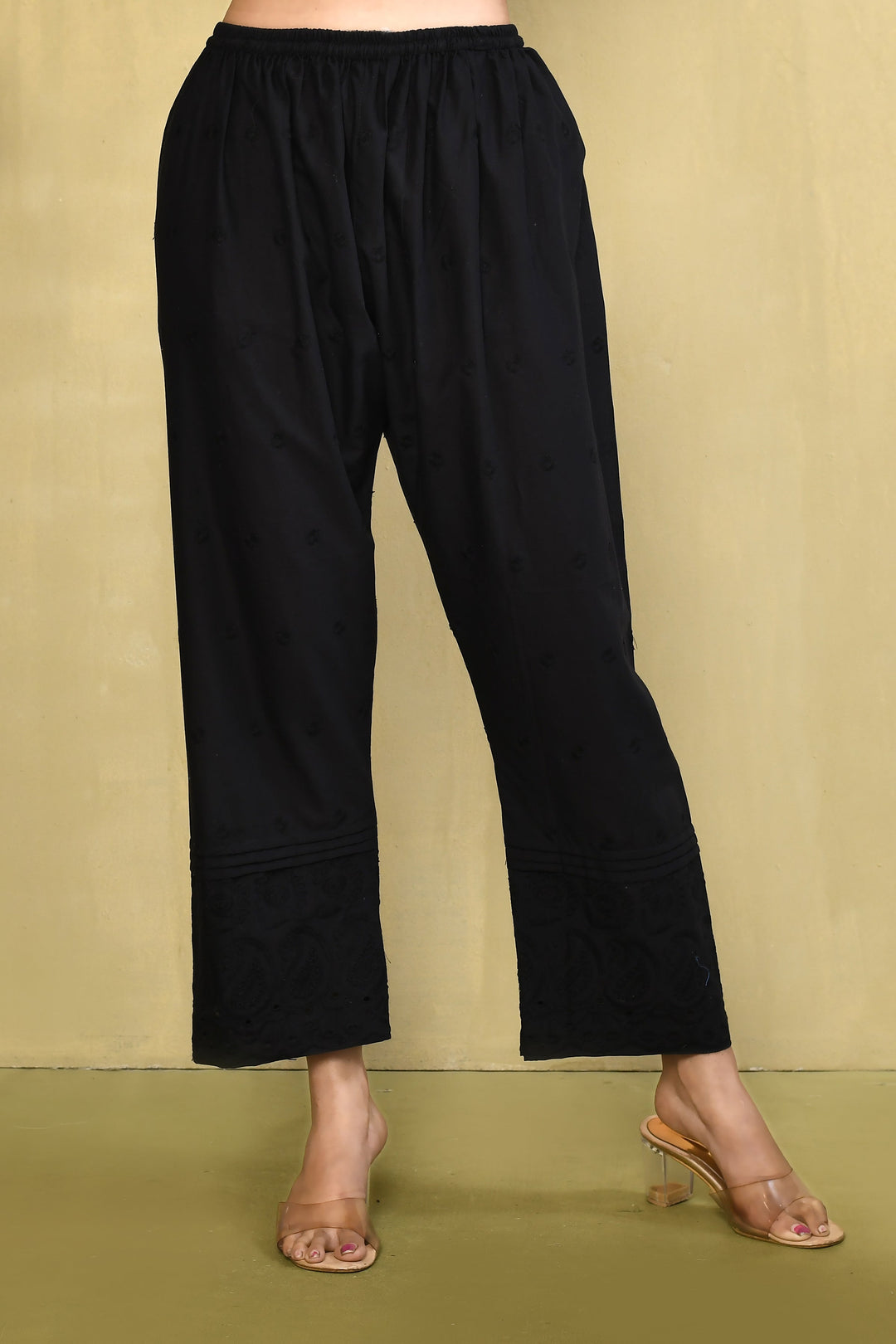 ZERESOUQ-Black-Straight-Pant-With-Embroidered-Schiffli-Cutwork