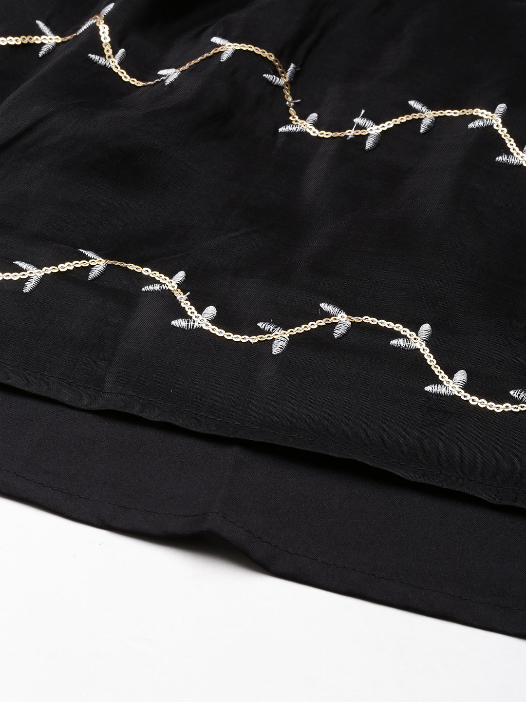 Black Viscose Embroidered Anarkali Suit Set