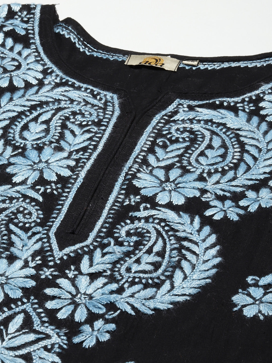 Black & Blue Embroidered Chikankari Cotton Kurta