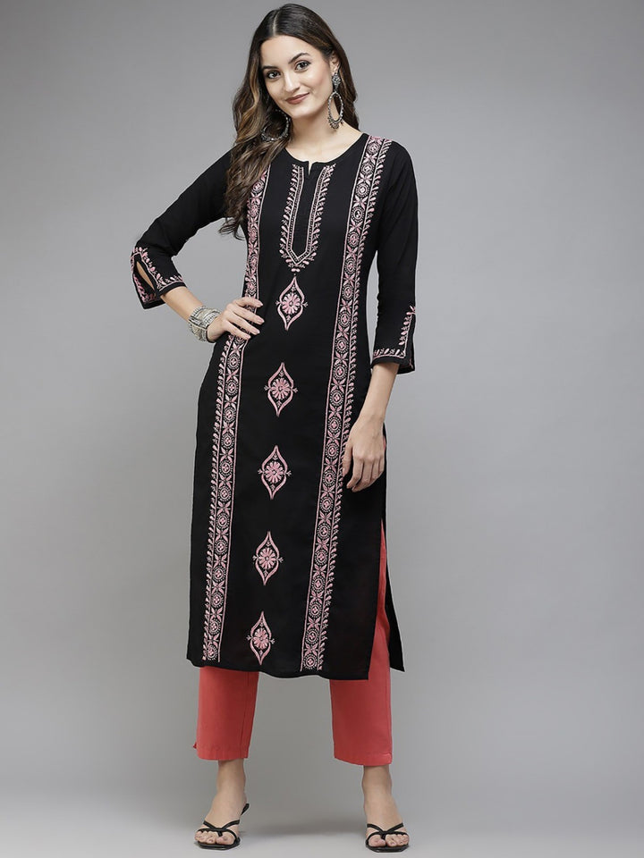 Black-Cotton-Lucknowi-Chikan-Kurta