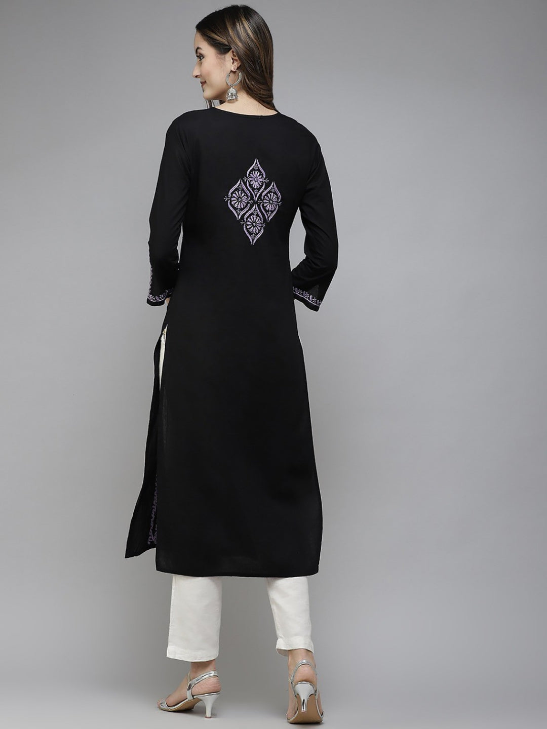 Black-Cotton-Lucknowi-Chikan-Kurta